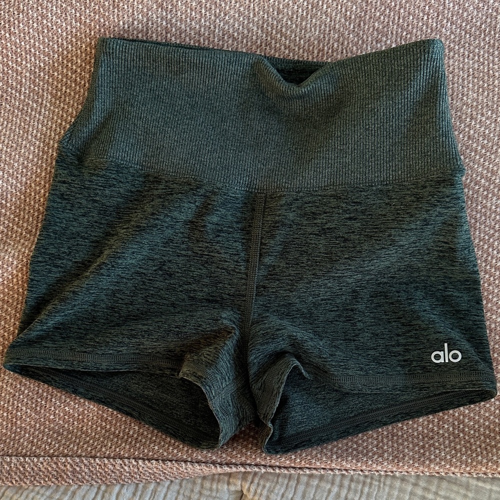 ALO Yoga Women's Forest Green High-Waist Shorts